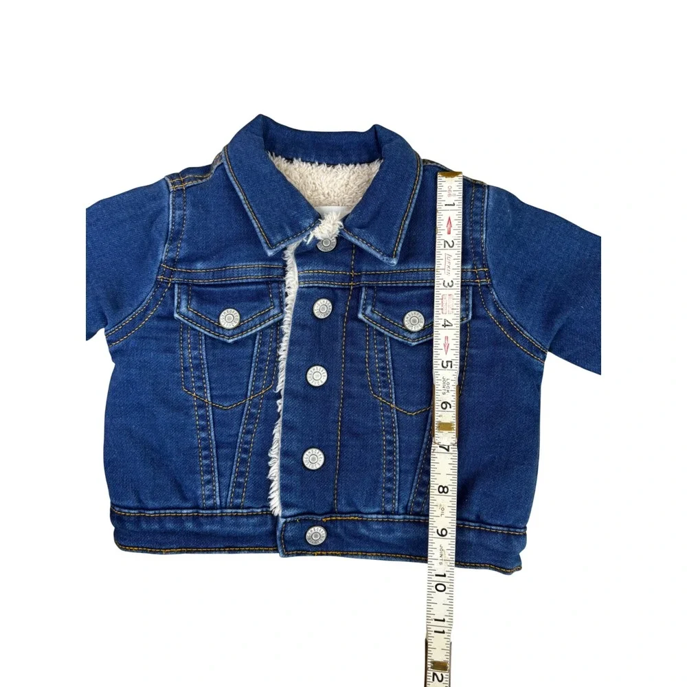 Gymboree Baby Denim Trucker Jacket Dark Wash Sherpa Lined Blue 0-3 Months
